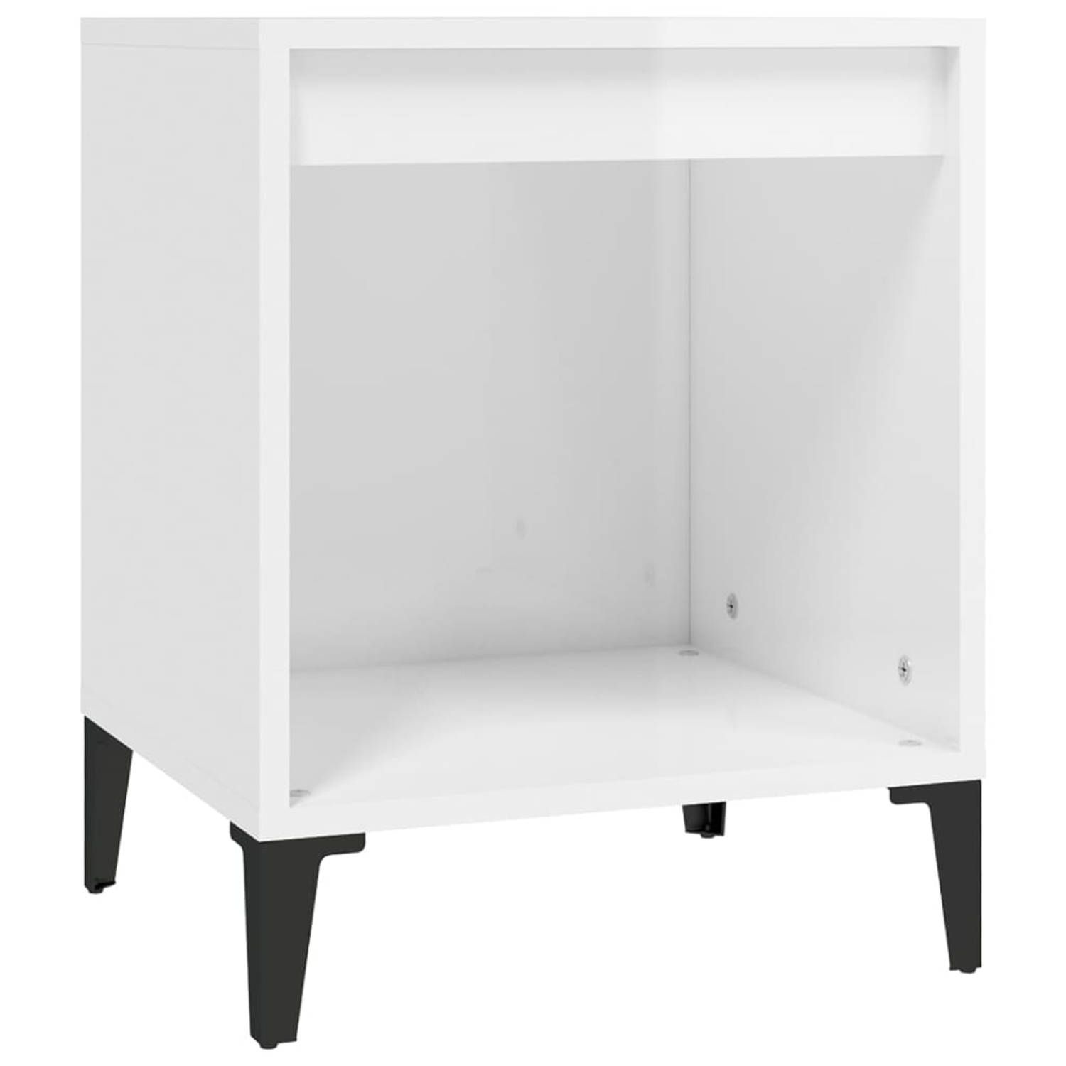 The Living Store Nachtkastje Elegant - Bewerkt hout - 40x35x50 cm - Hoogglans wit