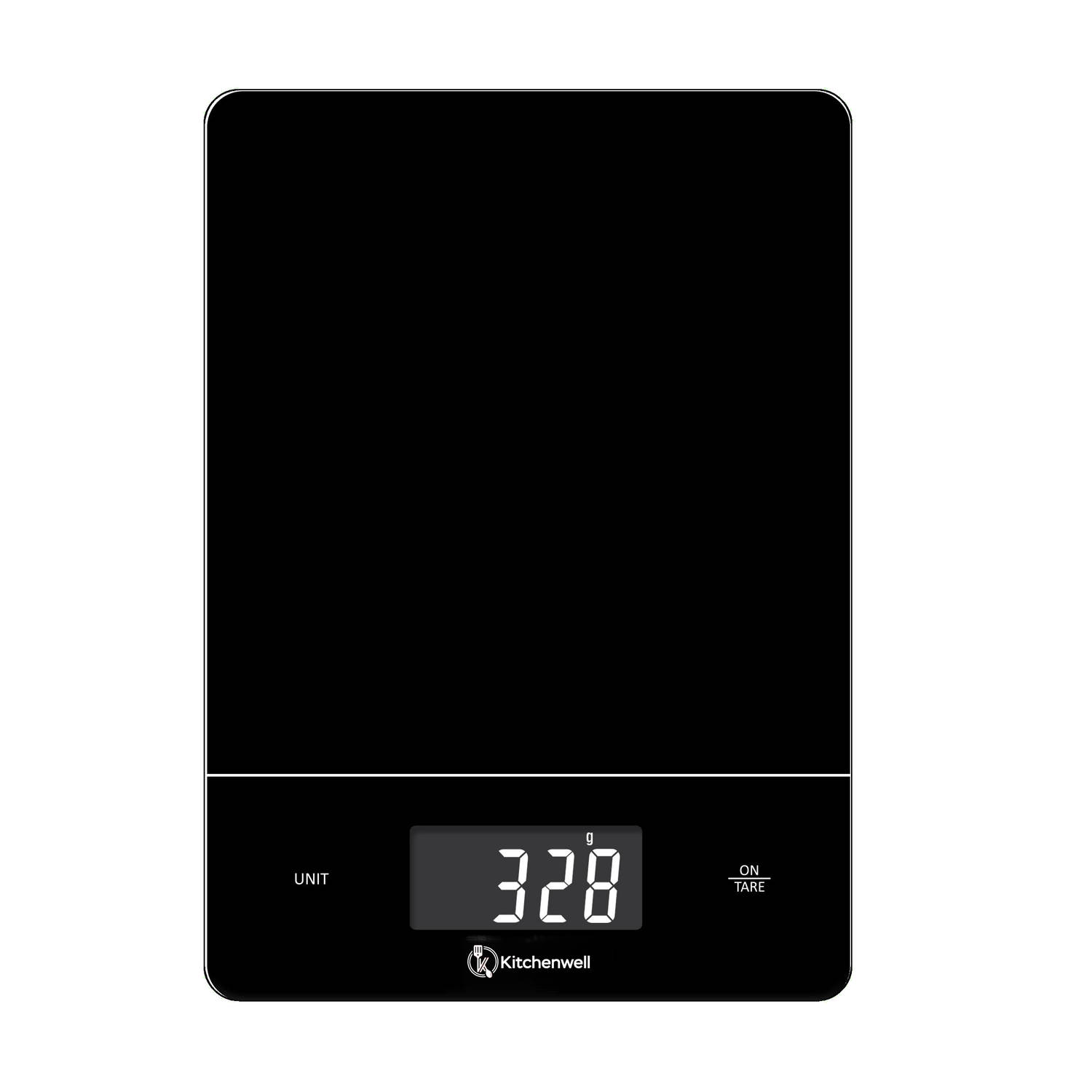 Kitchenwell Digitale Precisie Keukenweegschaal - Weegschaal Keuken - 1gr-15kg - Tarra Functie - Zwart