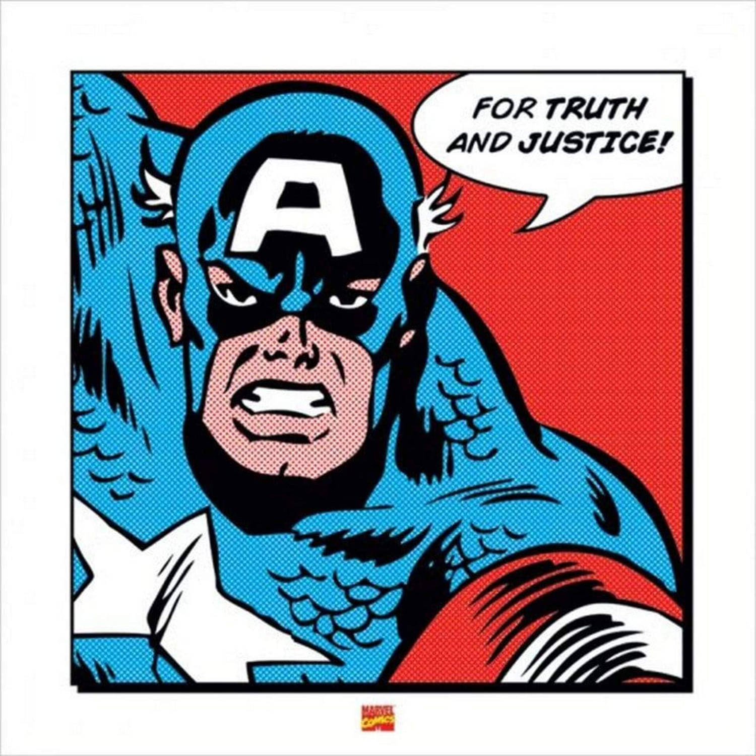 Kunstdruk Captain America For truth and justice 40x40cm