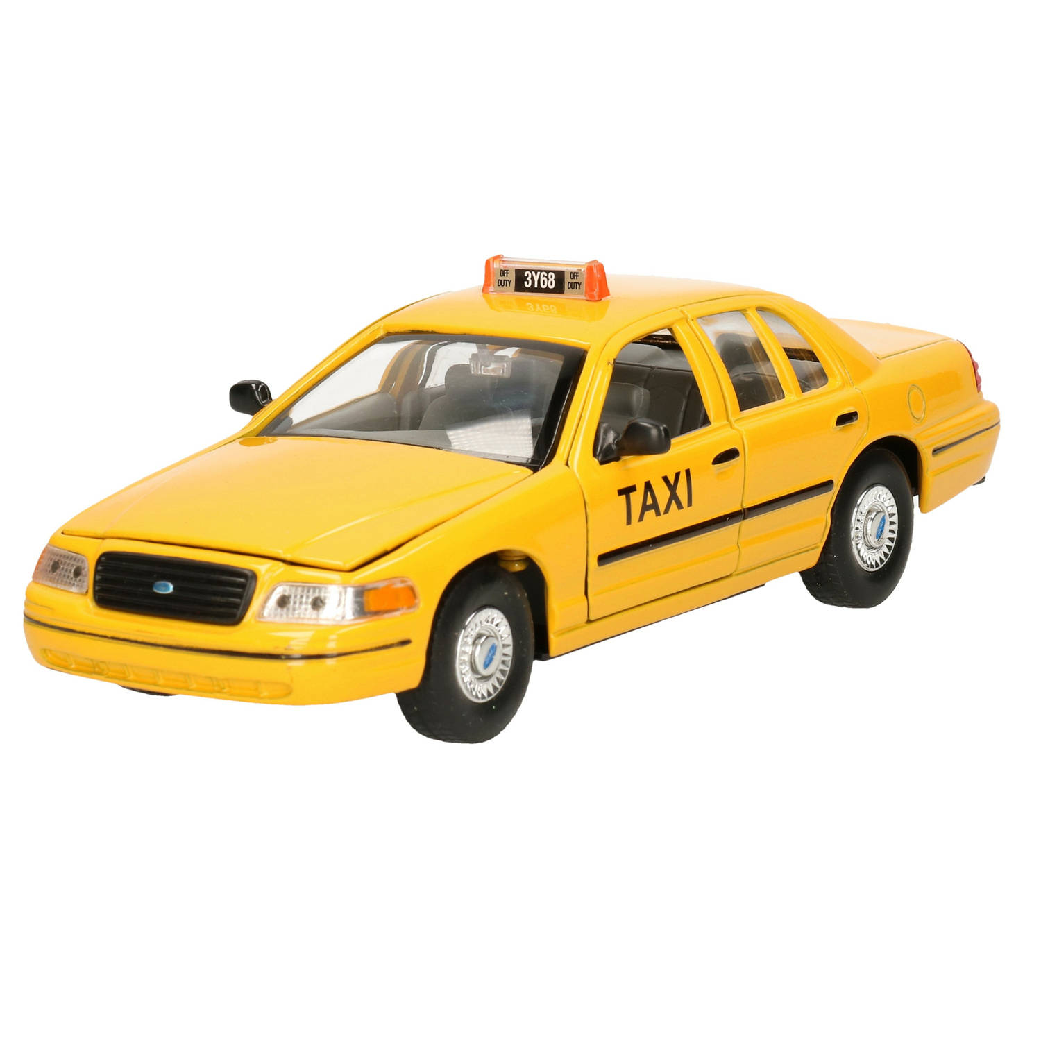 Welly Modelauto - Ford Crown Victoria taxi 1999 - geel - 22 x 8 x 6 cm