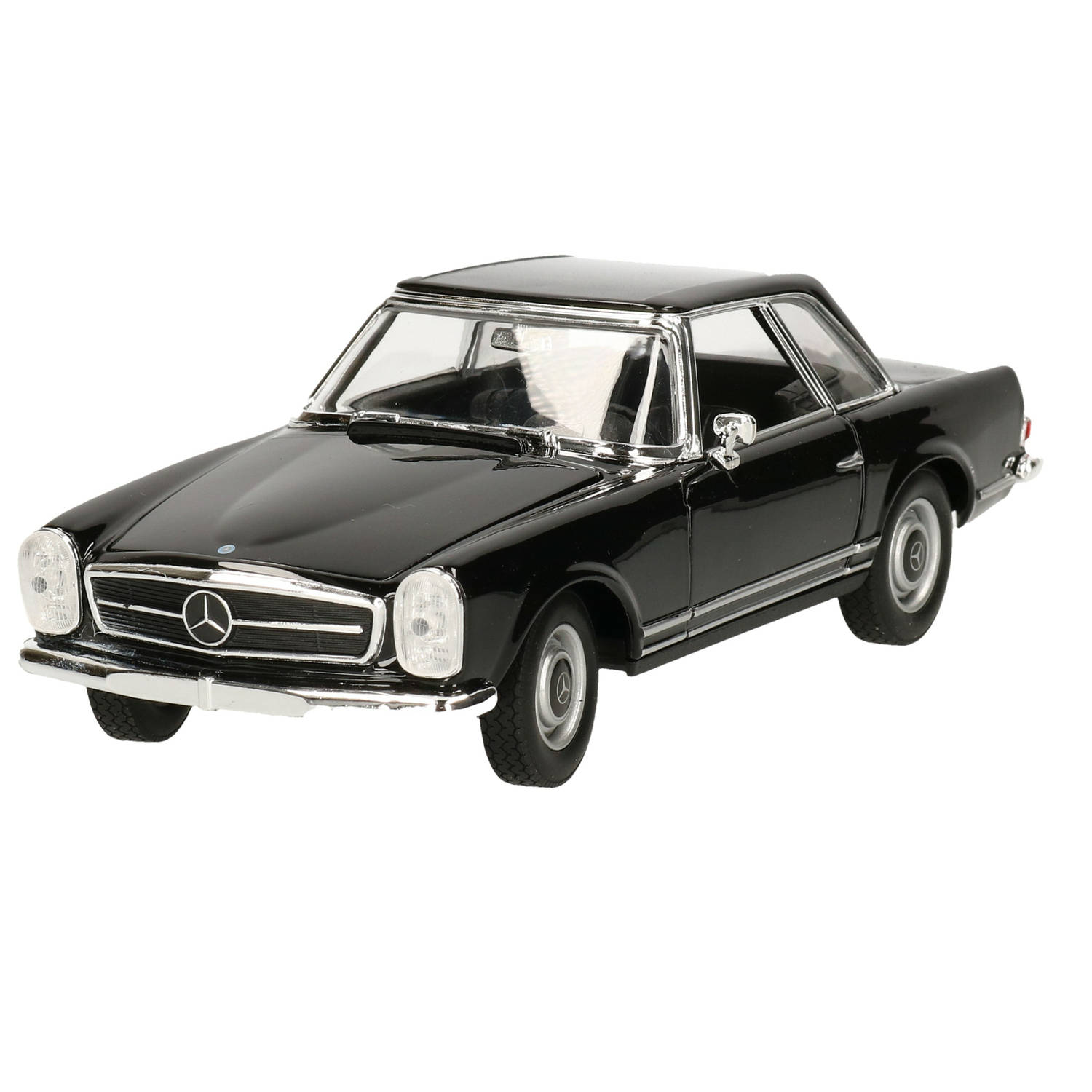 Welly Modelauto - Mercedes-Benz 230SL 1963 - zwart - 18 x 7 x 5 cm