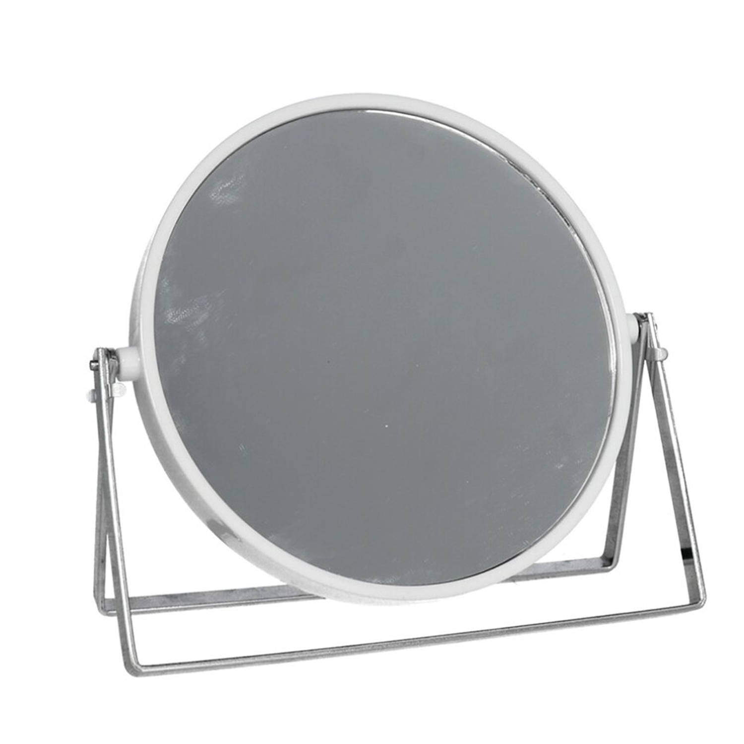 Make-up Spiegel 2-zijdig Gebruik Vergrotend Dia 18 Cm Wit-zilver Make-up Spiegeltjes