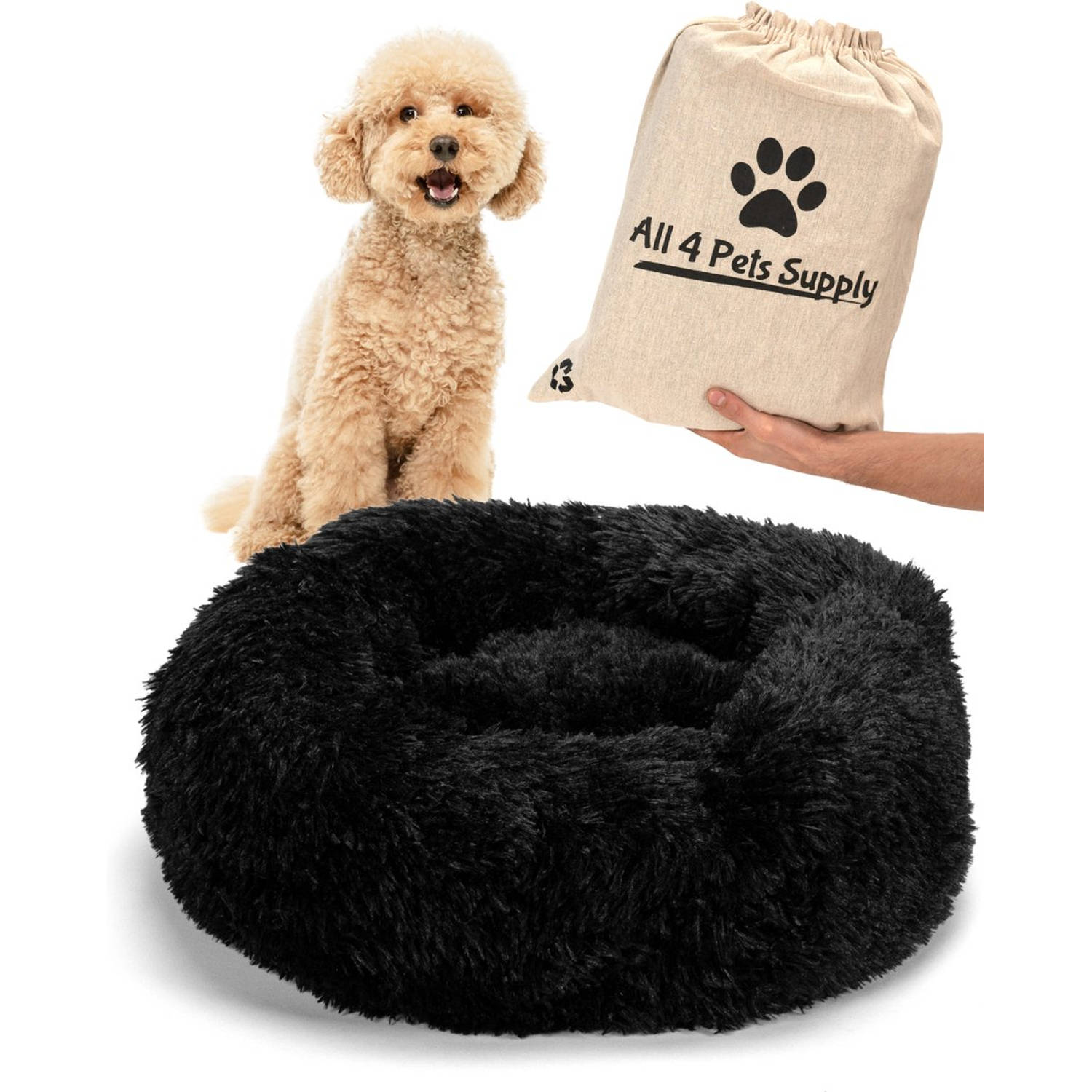behalve voor hoog Gelach All 4 Pets Supply® Hondenmand donut - Kattenmand - Maat XS - Voor  honden/katten tot 30 cm - Hondenkussen - Zwart | Blokker