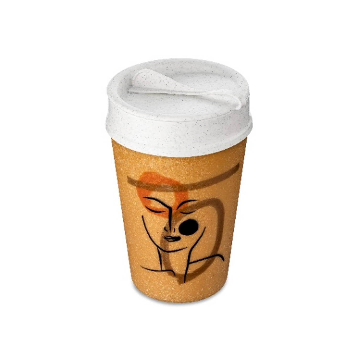 Dubbelwandige Koffiebeker met Deksel, 0.4 L, Organic, Face - Koziol | Iso To Go