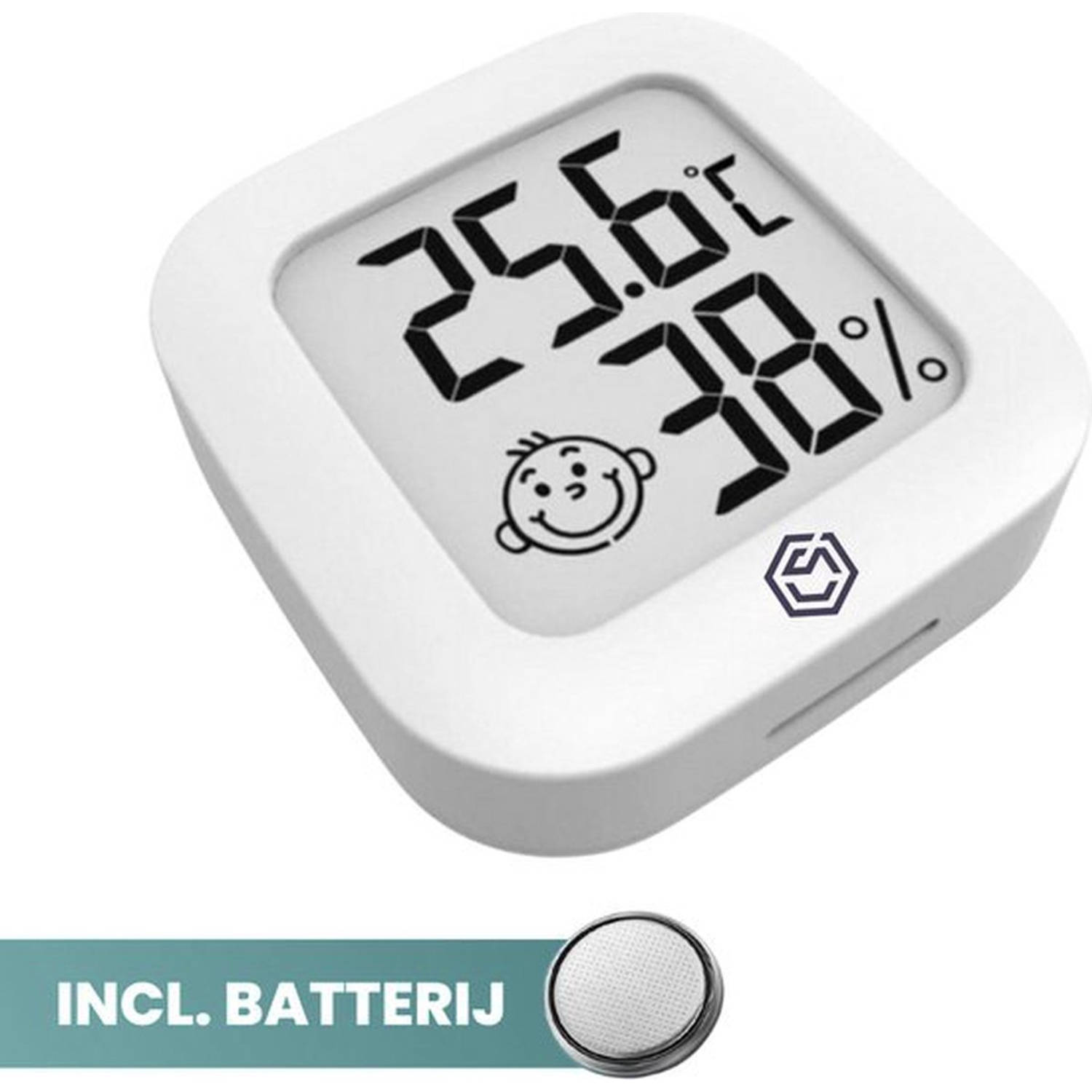 Ease Electronicz Hygrometer Wit Luchtvochtigheidsmeter Thermometer Binnen Incl. Batterij En Plakstri