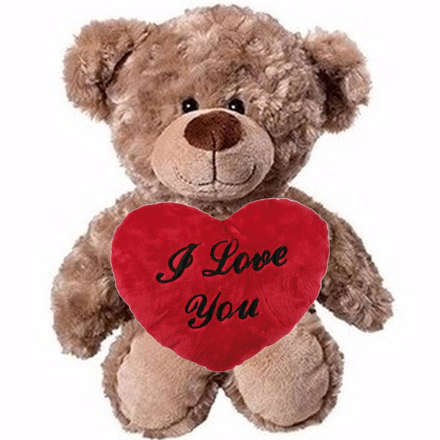 Valentijn Love Cadeau Set Knuffelbeer Met Rood Love You Hartje 10 Cm Knuffelberen