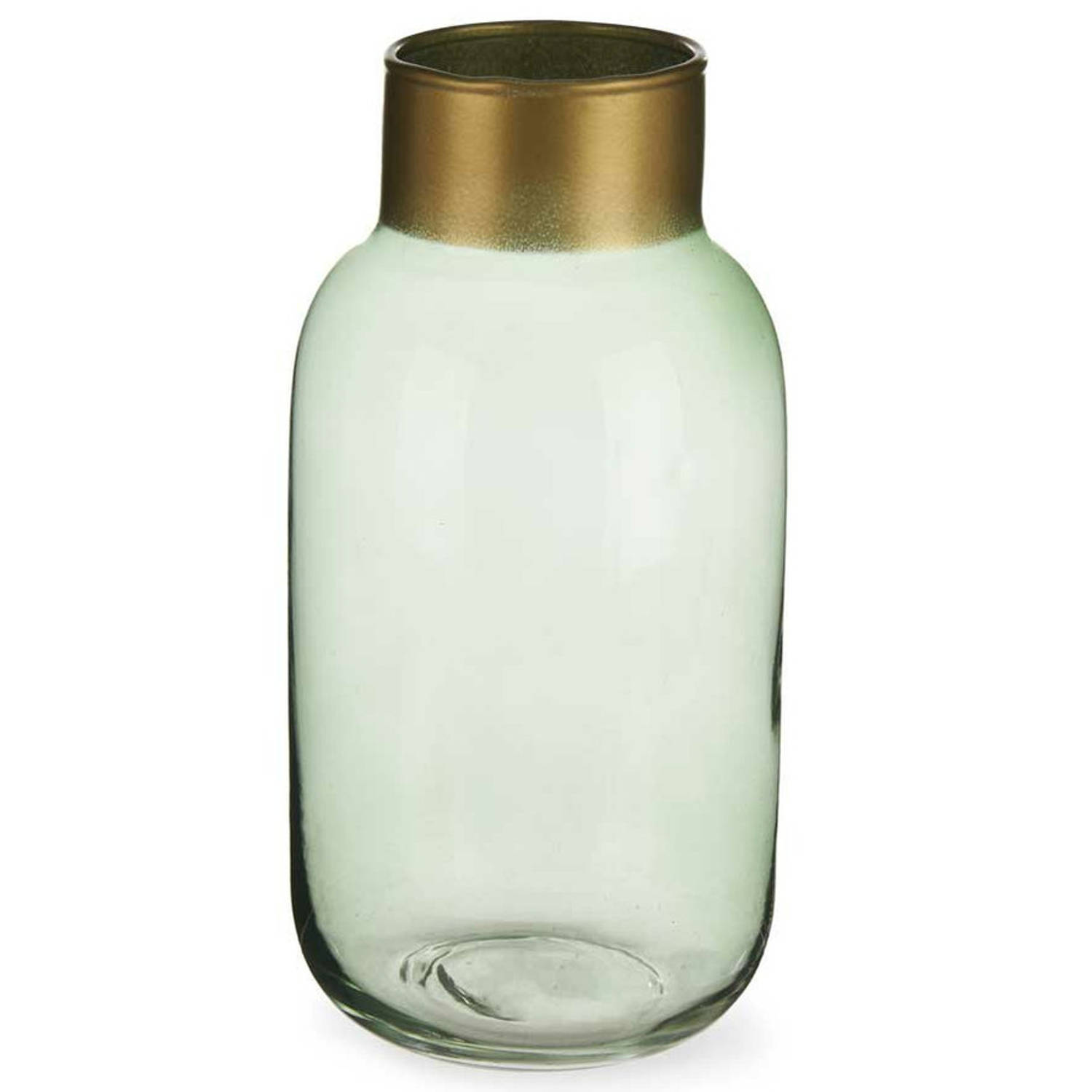 Giftdecor - Bloemenvaas - Glas - groen transparant/goud - 12 x 24 cm
