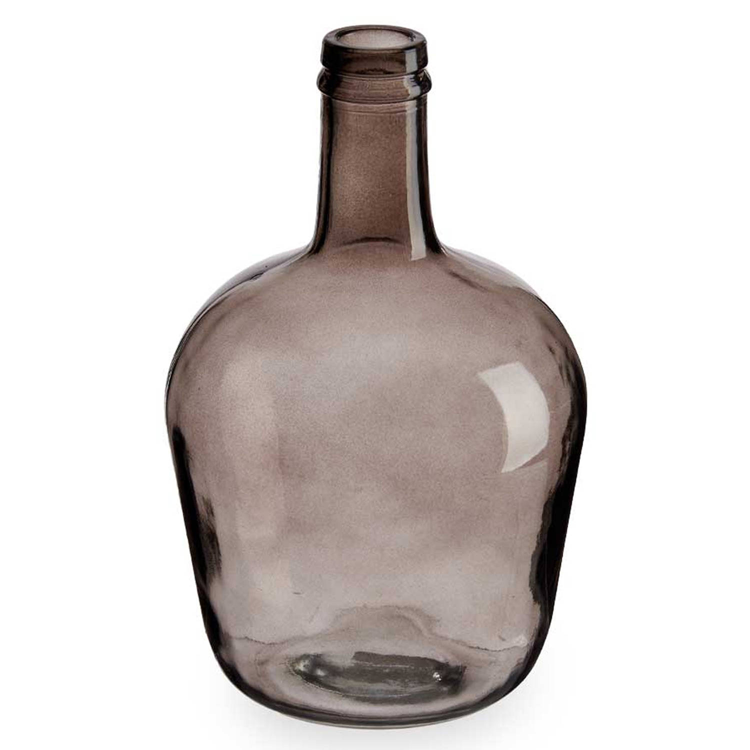 Giftdecor - Bloemenvaas - fles - glas - grijs transparant - 19 x 31 cm