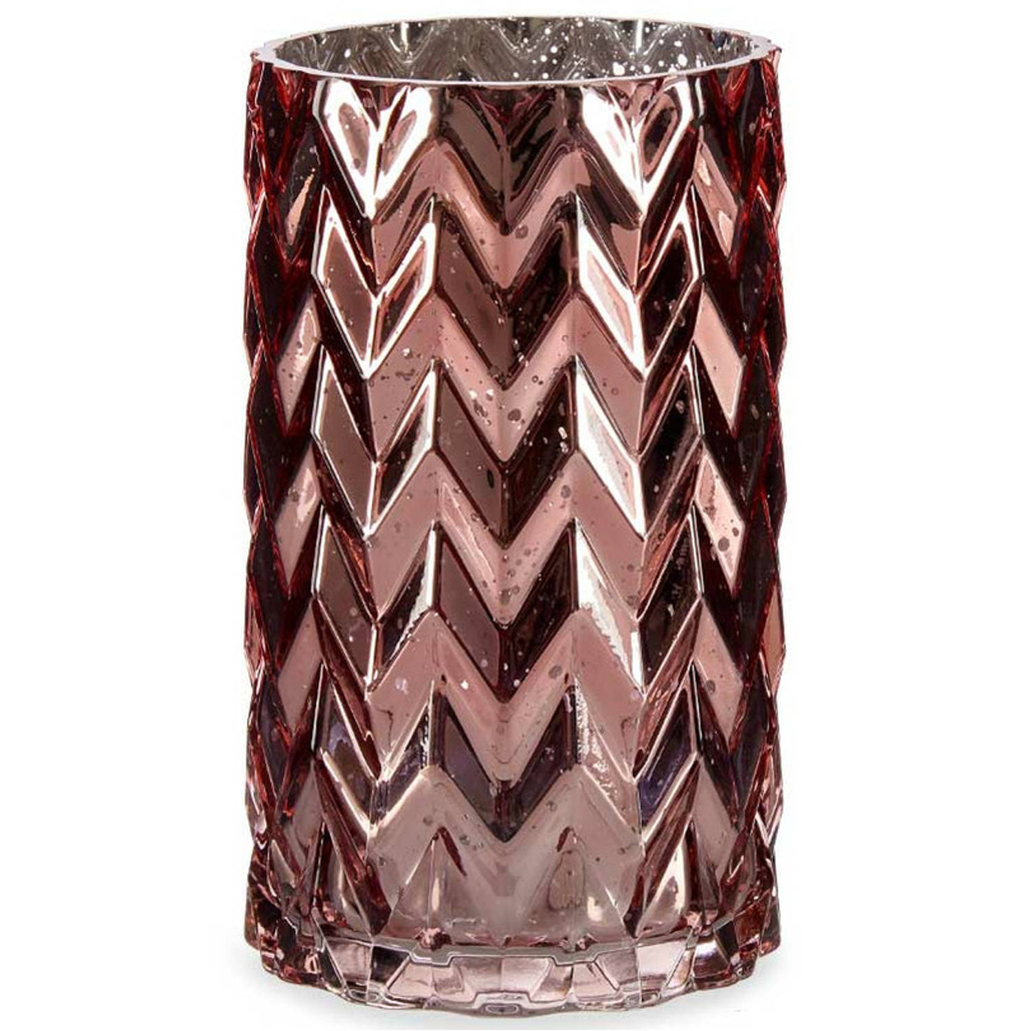 Bloemenvaas luxe decoratie glas roze 11 x 20 cm Vazen