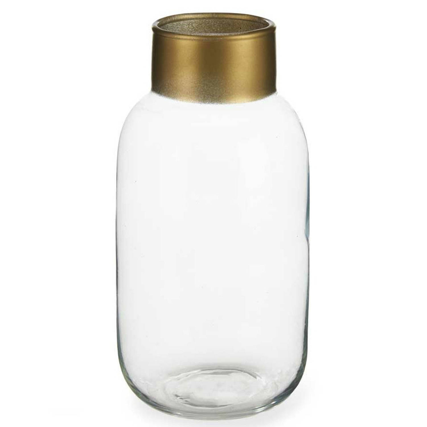 Bloemenvaas luxe decoratie glas transparant-goud 12 x 24 cm Vazen