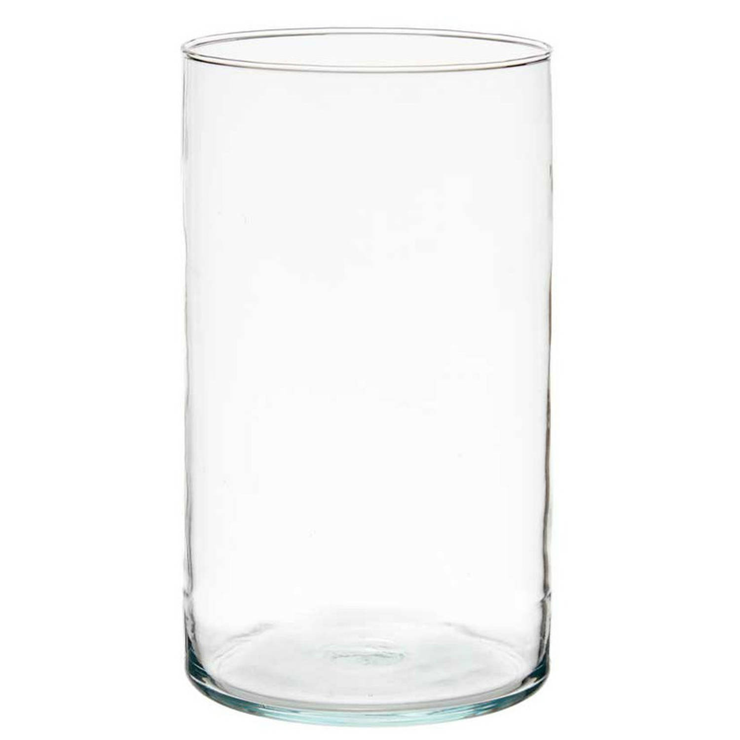 Giftdecor - Bloemenvaas - cilinder vorm - transparant glas - 17 x 30 cm