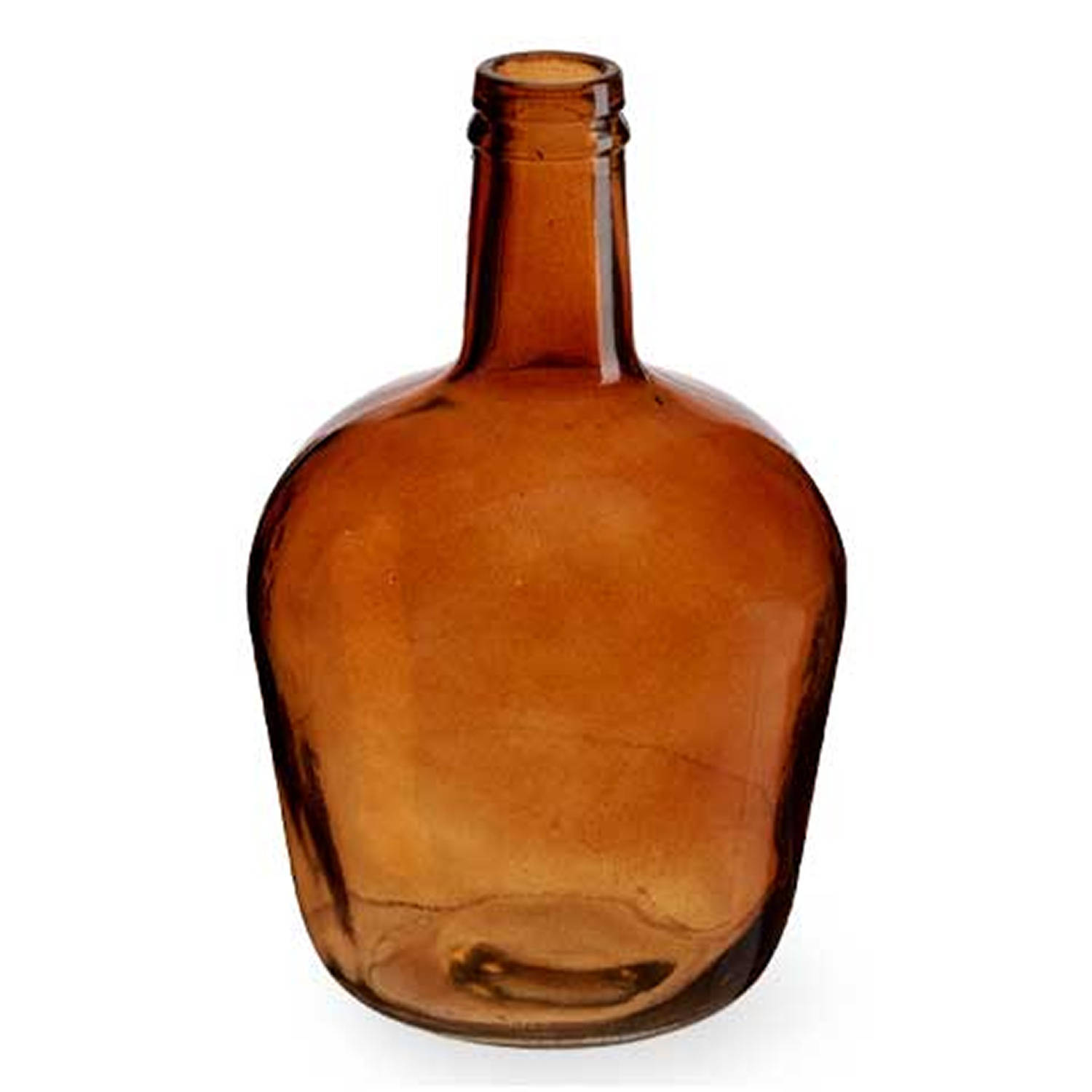 Giftdecor - Bloemenvaas - fles - glas - amber goud transparant - 19 x 31 cm