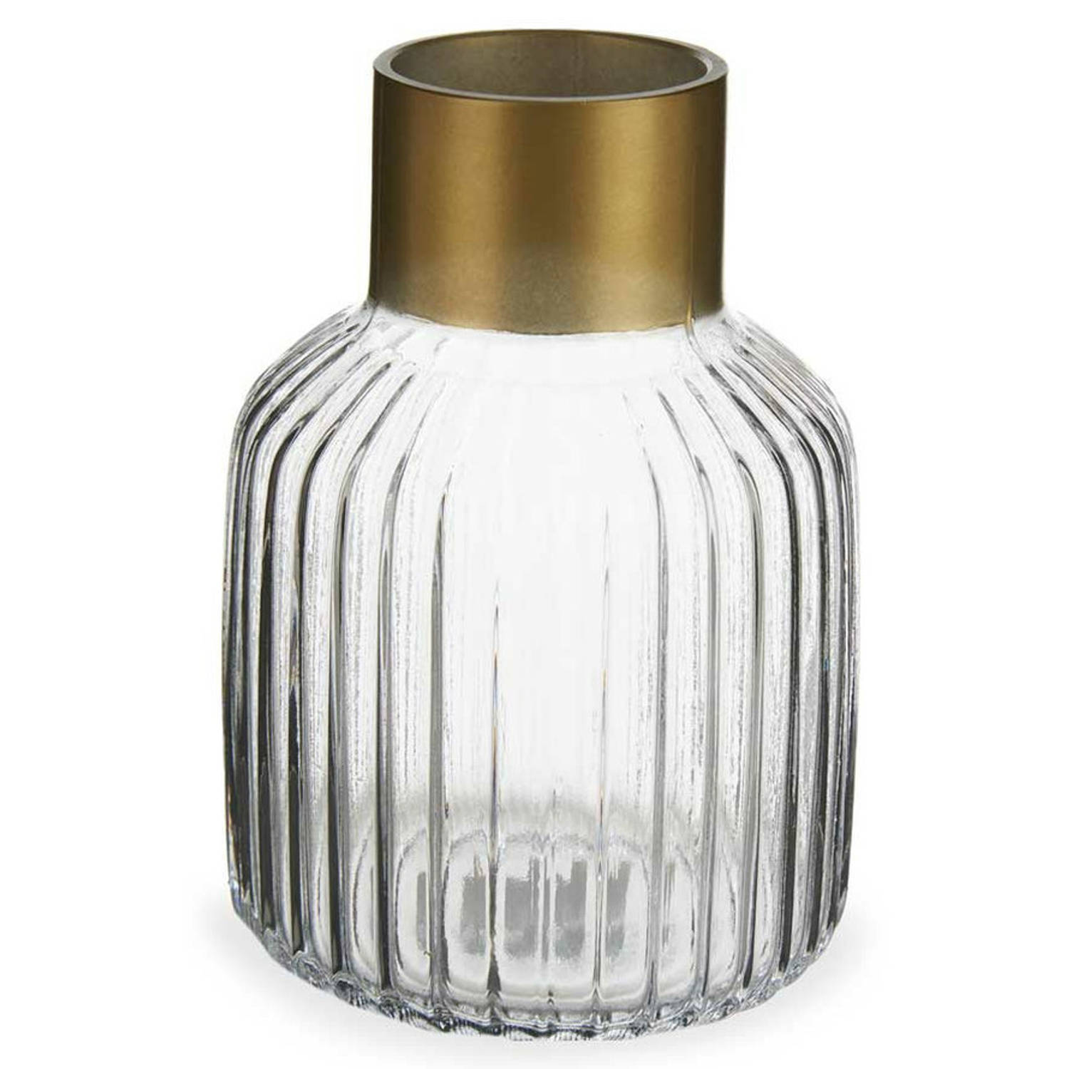 Bloemenvaas luxe decoratie glas transparant-goud 14 x 22 cm Vazen