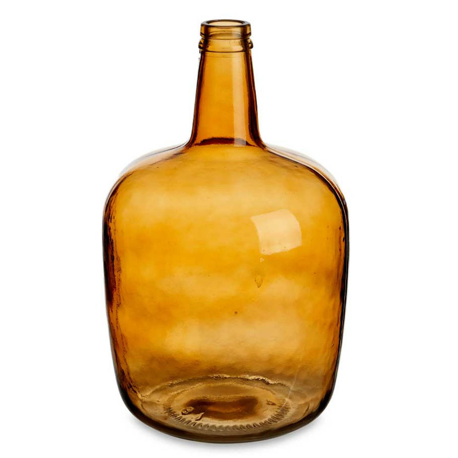 Giftdecor - Bloemenvaas - fles - glas - amber goud transparant - 22 x 39 cm