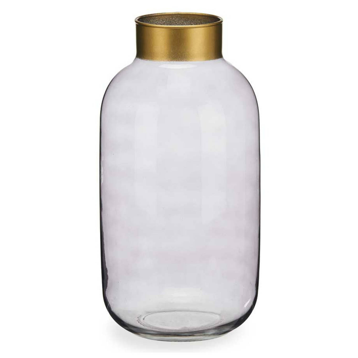 Bloemenvaas luxe decoratie glas grijs transparant-goud 14 x 30 cm Vazen
