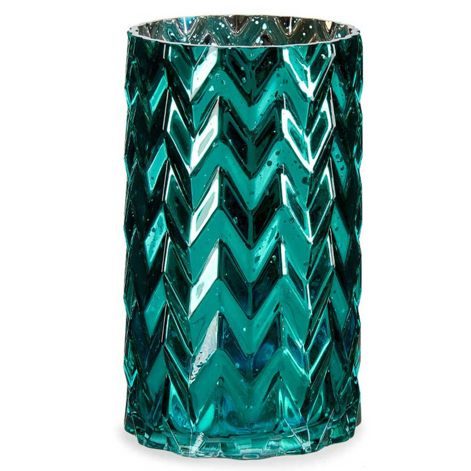 Bloemenvaas luxe decoratie glas turquoise blauw 11 x 20 cm Vazen