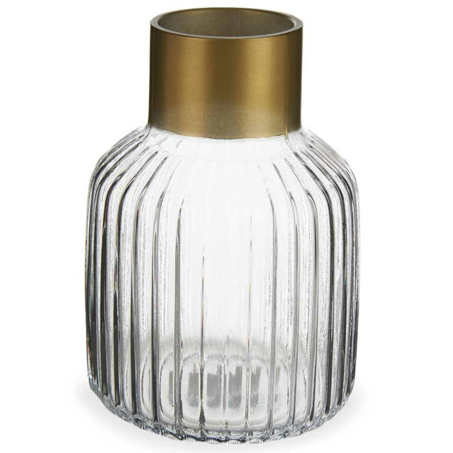 Bloemenvaas luxe decoratie glas transparant-goud 12 x 18 cm Vazen