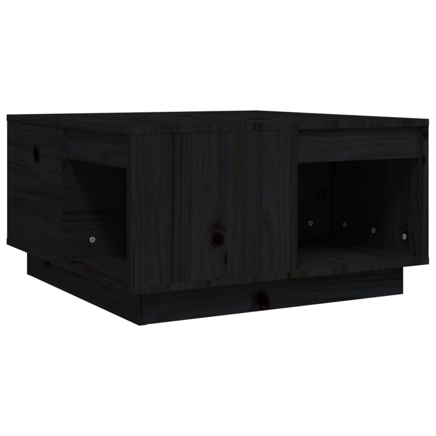 vidaXL Salontafel 60x61x32,5 cm massief grenenhout zwart