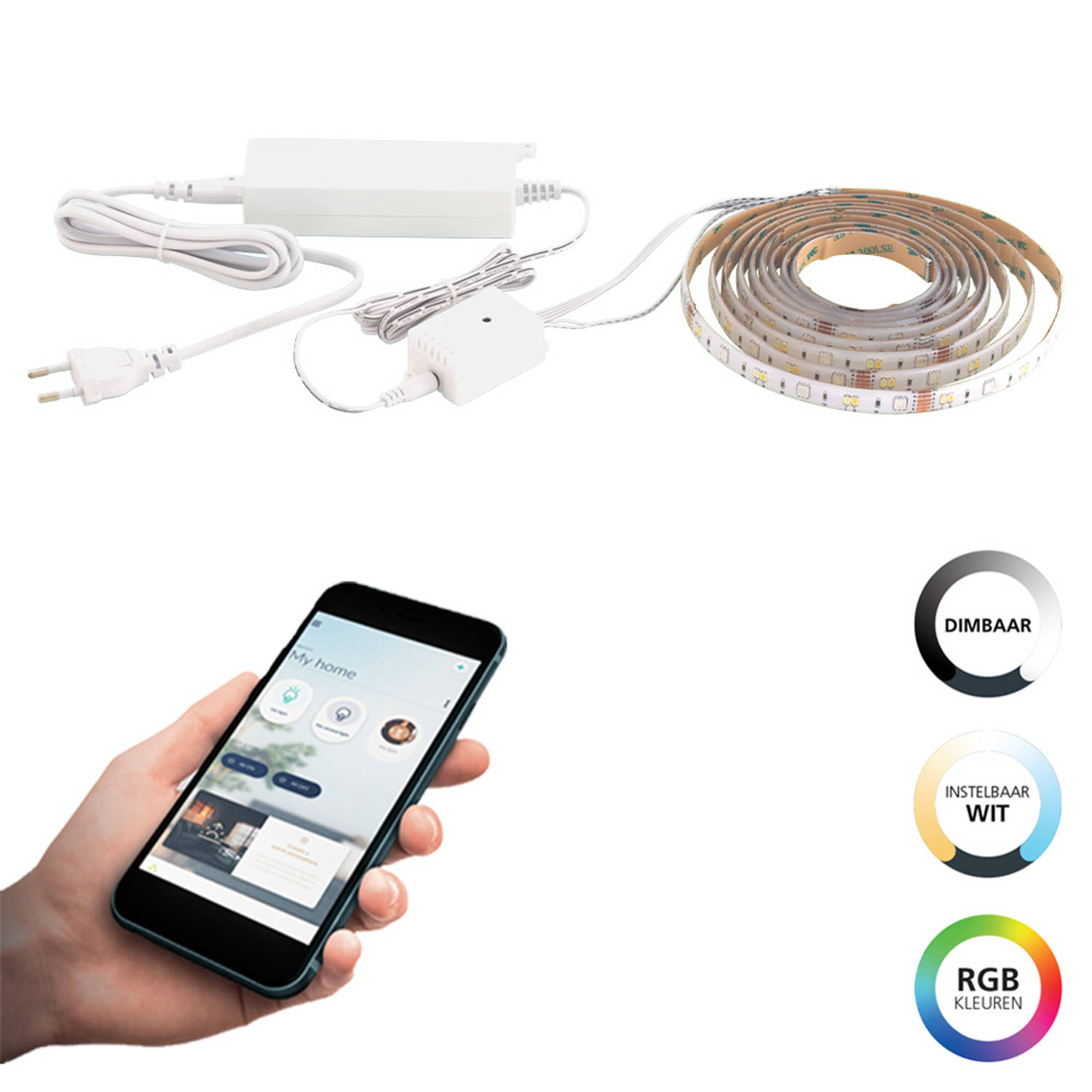 EGLO connect.z Smart LED RGB - Strip wit | - & - - Dimbaar - Instelbaar Blokker licht Wit 800 cm Zigbee