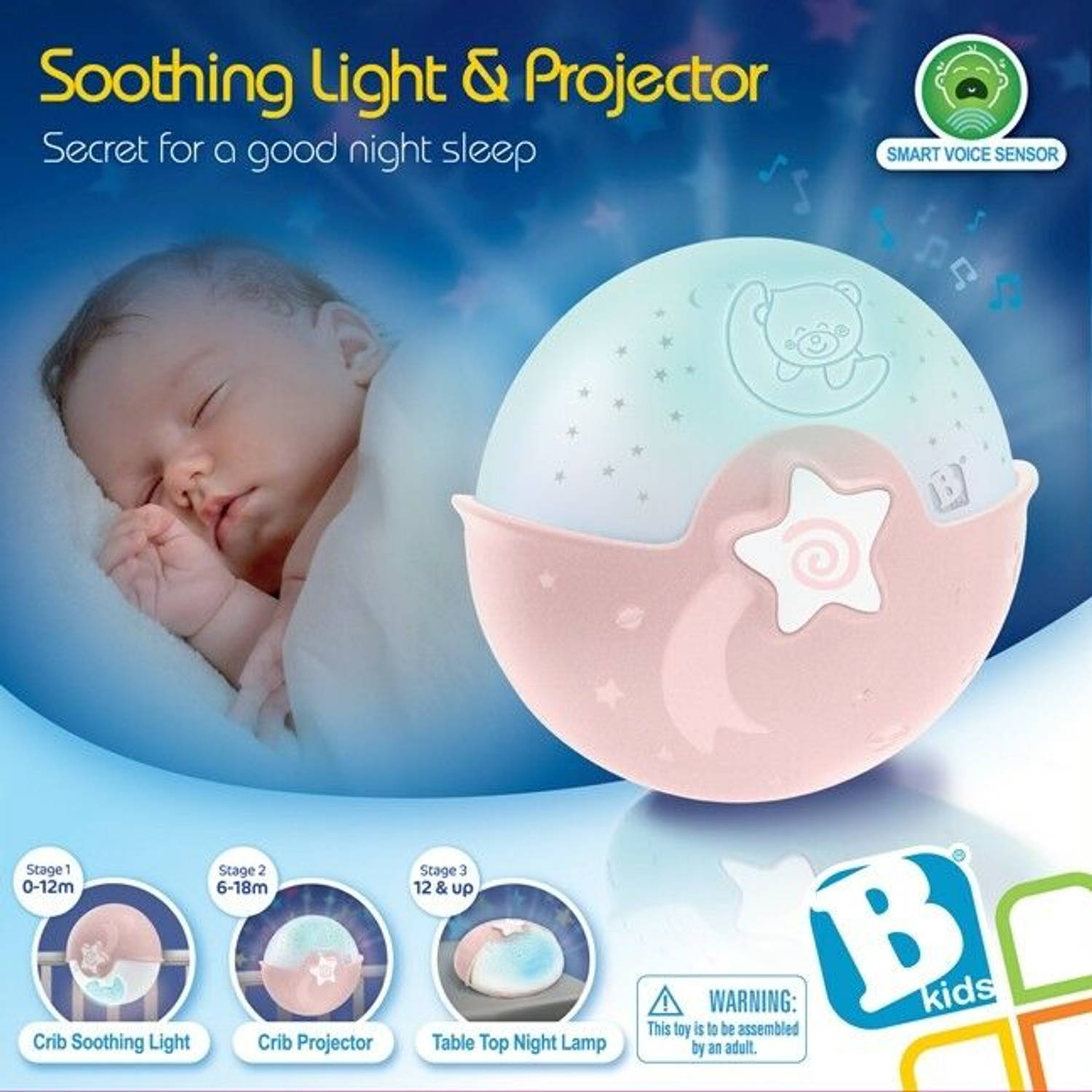 Infantino Nachtlampje WOM Soothing Light En Projector Pink