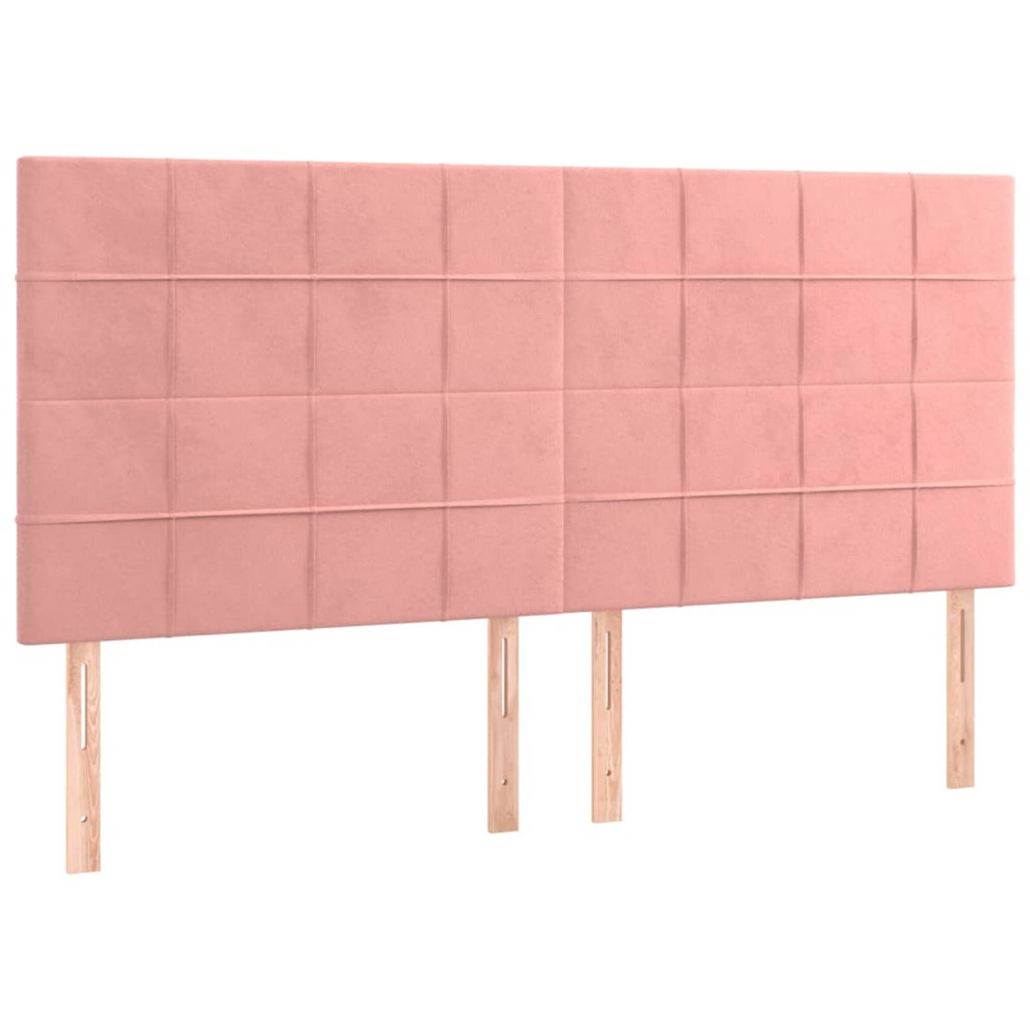 The Living Store Hoofdborden 4 st 90x5x78/88 cm fluweel roze - Bedonderdeel
