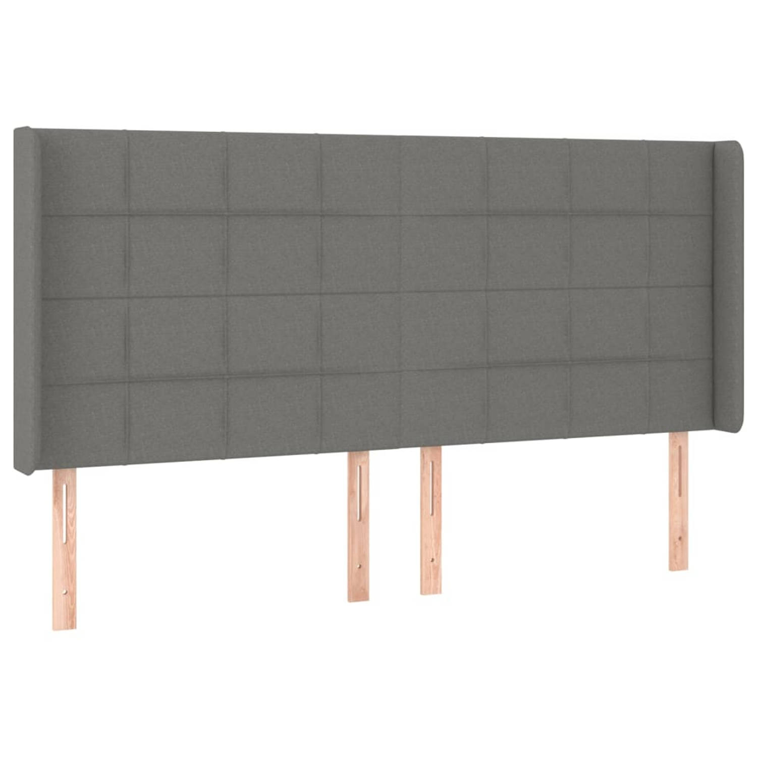 The Living Store Hoofdbord met randen 163x16x118/128 cm stof donkergrijs - Bedonderdeel