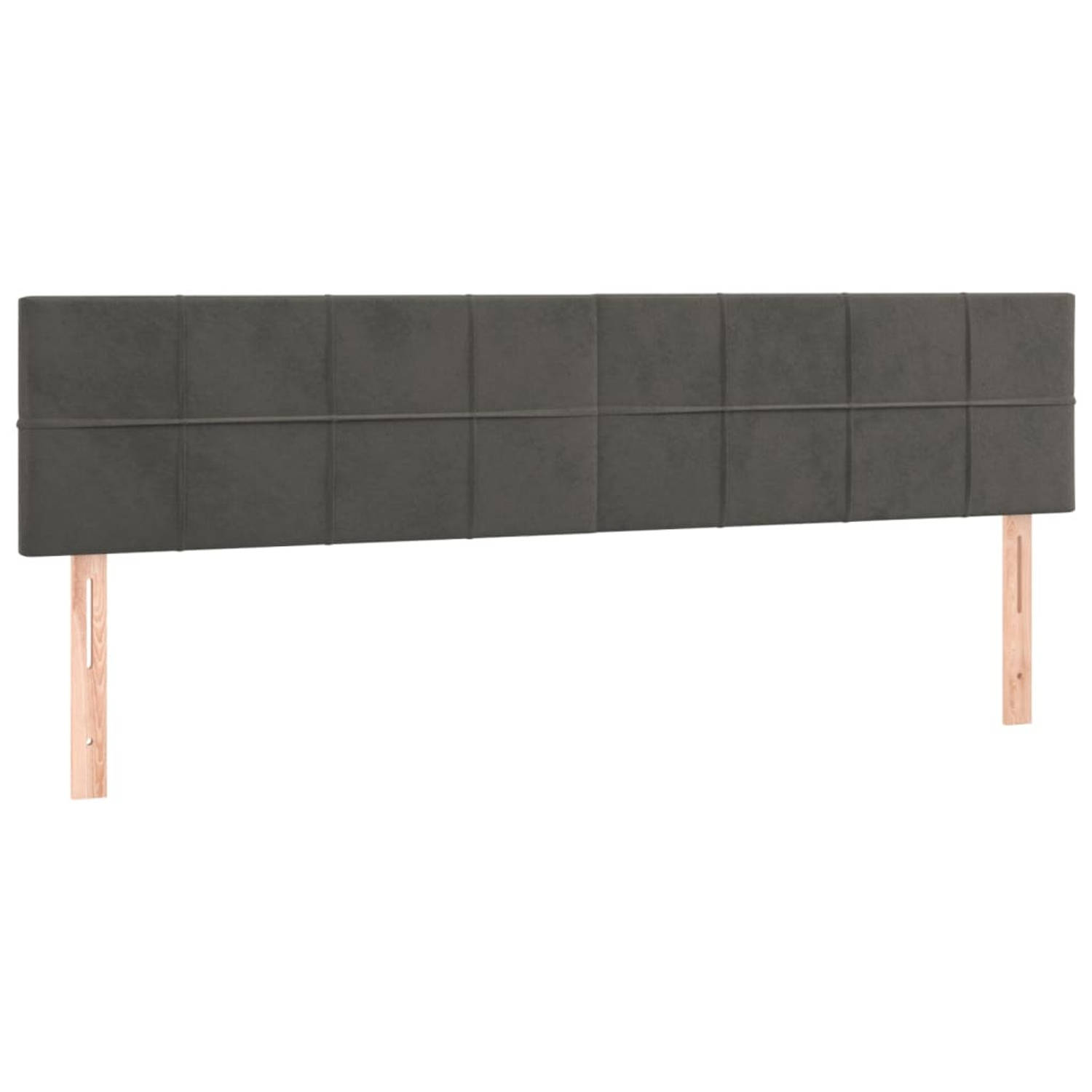 The Living Store Hoofdbord - 200 x 5 x 78/88 cm - Fluwelen stof - Stevige poten - Verstelbare hoogte - Comfortabele ondersteuning - Kleur- donkergrijs