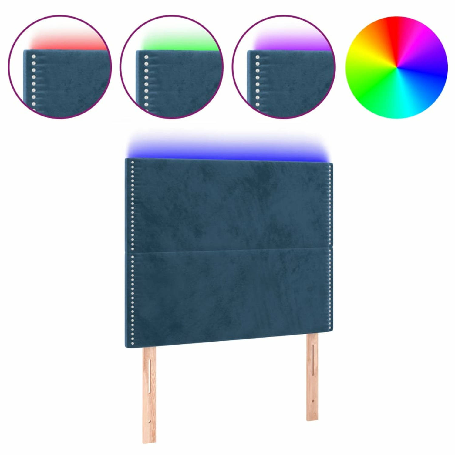 vidaXL-Hoofdbord-LED-90x5x118/128-cm-fluweel-donkerblauw