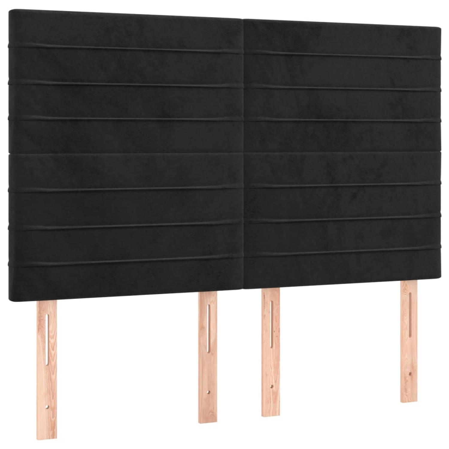 The Living Store Hoofdbord - Hoofdeind zwart fluweel - verstelbaar - comfortabele ondersteuning - 144x5x118/128 cm (BxDxH) - 72x5x78/88 cm (BxDxH) - 4x hoofdeind