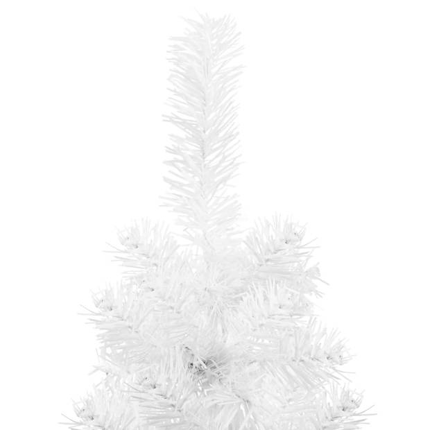 The Living Store Halve Kunstkerstboom - PVC - 61 cm breed - Levensecht - Ruimtebesparend - Wit - 240 cm hoog -