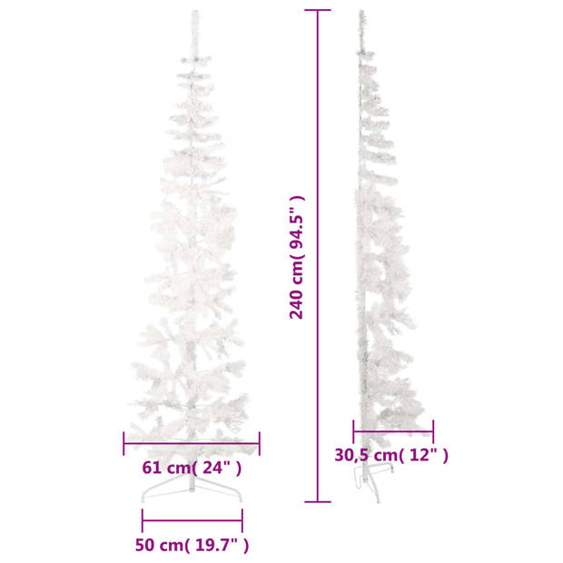 vidaXL Kunstkerstboom half met standaard smal 240 cm wit