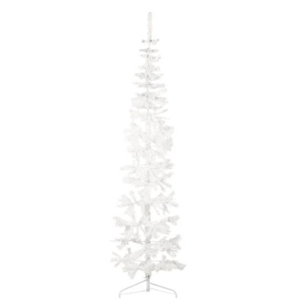 vidaXL Kunstkerstboom half met standaard smal 240 cm wit