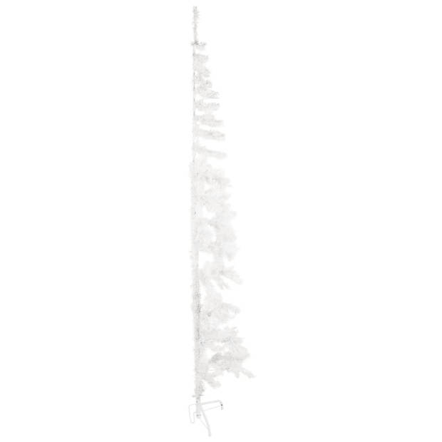 The Living Store Halve Kunstkerstboom - PVC - 61 cm breed - Levensecht - Ruimtebesparend - Wit - 240 cm hoog -