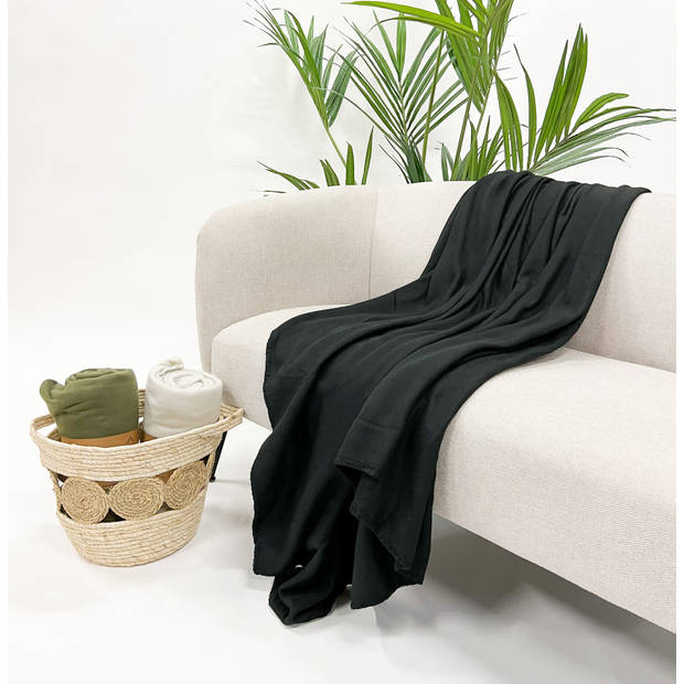 Dutch Decor - PABLO - Plaid 150x200 cm - 100% polyester - fleece terrasplaid - Raven - zwart