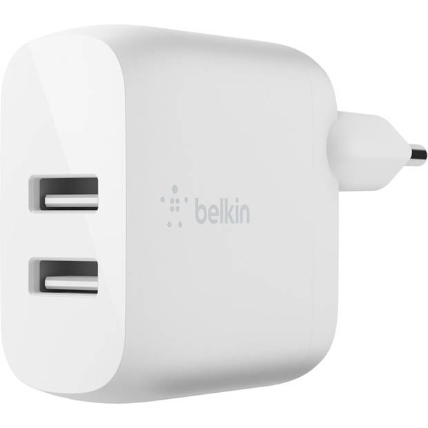 Belkin dual USB-A wandlader (Wit)