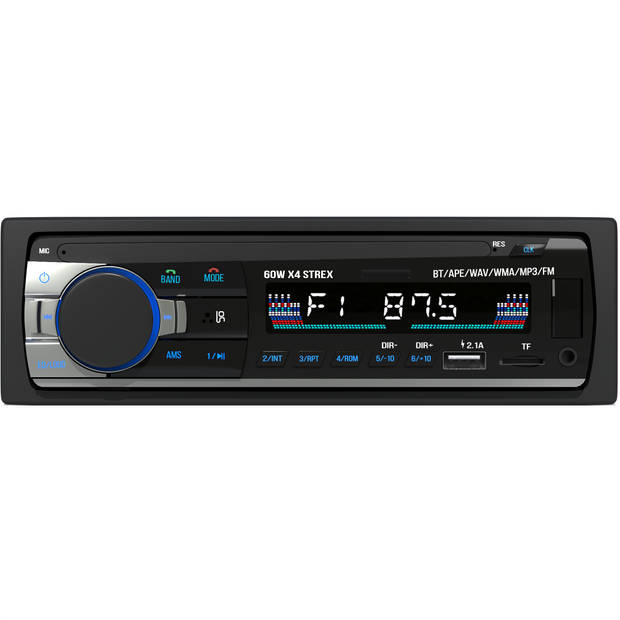 Strex Autoradio met Bluetooth voor alle auto's - USB, AUX en Handsfree - Afstandsbediening - Enkel DIN Auto Radio met