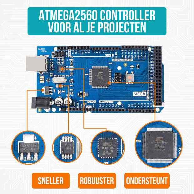 Strex Starter Kit geschikt voor Arduino Extra Groot - ATmega2560 - 278 Delig - In Opbergdoos