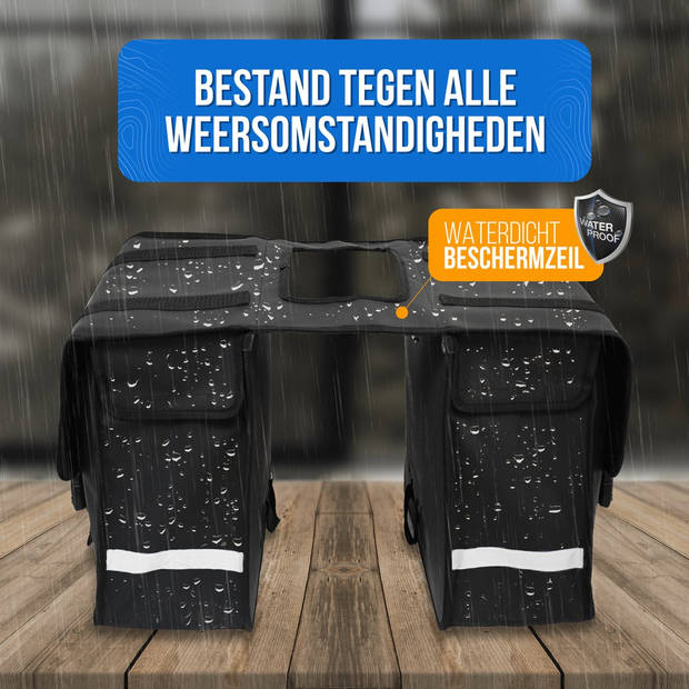 Strex Dubbele Fietstassen Waterdicht – Fietstas 40 Liter – Zwart - Met Reflectoren - Elektrische Fiets