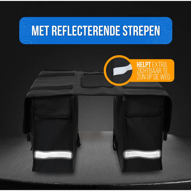 Strex Dubbele Fietstassen Waterdicht – Fietstas 40 Liter – Zwart - Met Reflectoren - Elektrische Fiets