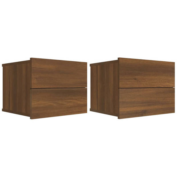 vidaXL Nachtkastjes 2 st 40x30x30 cm bewerkt hout bruin eikenkleur