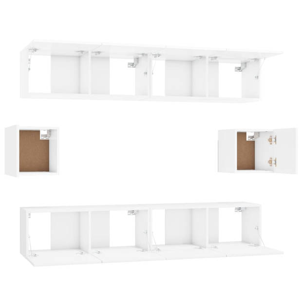 The Living Store TV-meubel set - Hoogglans wit - 4x 80x30x30cm - 2x 30.5x30x30cm