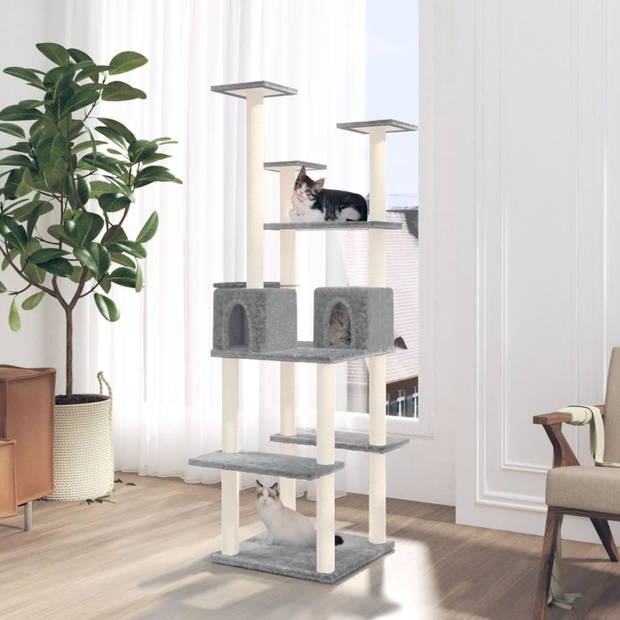 The Living Store Luxe Kattenboom - Krabbestendig - Compact Kattenmeubel - Inclusief Huisjes - Hangmat en Platforms -