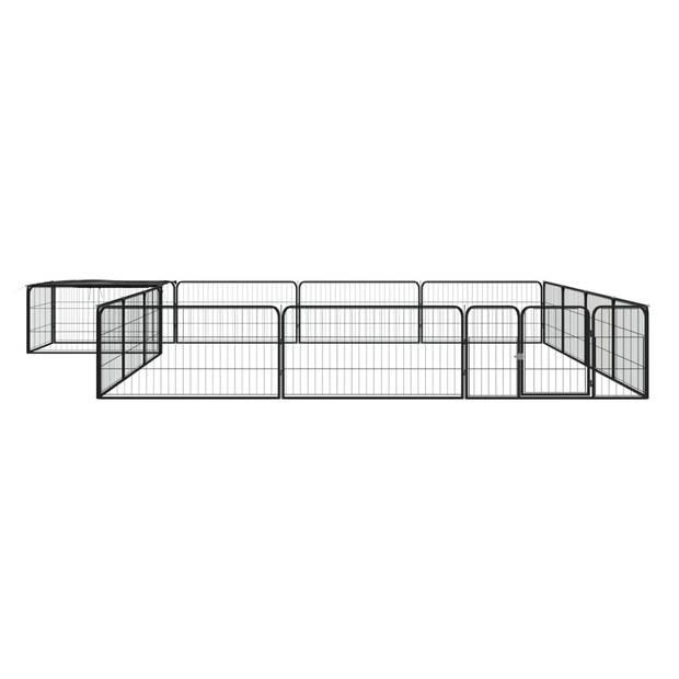 vidaXL Hondenkennel 16 panelen 100x50 cm gepoedercoat staal zwart