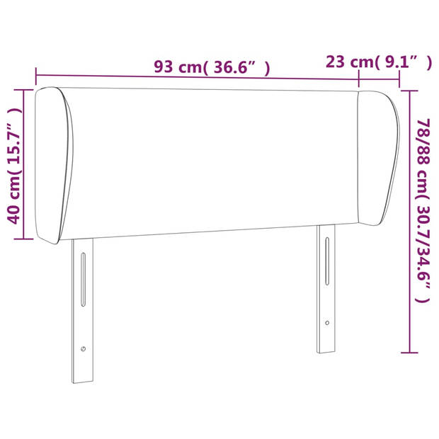 vidaXL Hoofdbord met randen 93x23x78/88 cm stof lichtgrijs