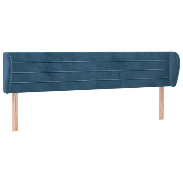 vidaXL Hoofdbord met randen 183x23x78/88 cm fluweel donkerblauw