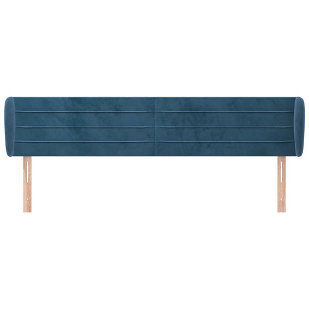 vidaXL Hoofdbord met randen 183x23x78/88 cm fluweel donkerblauw