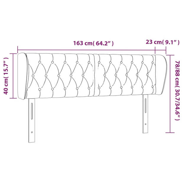 vidaXL Hoofdbord met randen 163x23x78/88 cm stof blauw