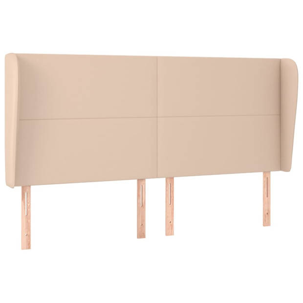 vidaXL Hoofdbord met randen 163x23x118/128cm kunstleer cappuccinokleur