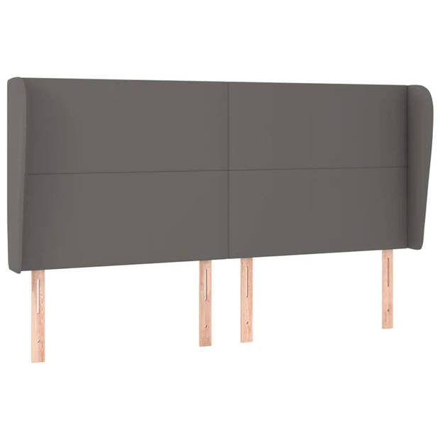 vidaXL Hoofdbord met randen 183x23x118/128 cm kunstleer grijs