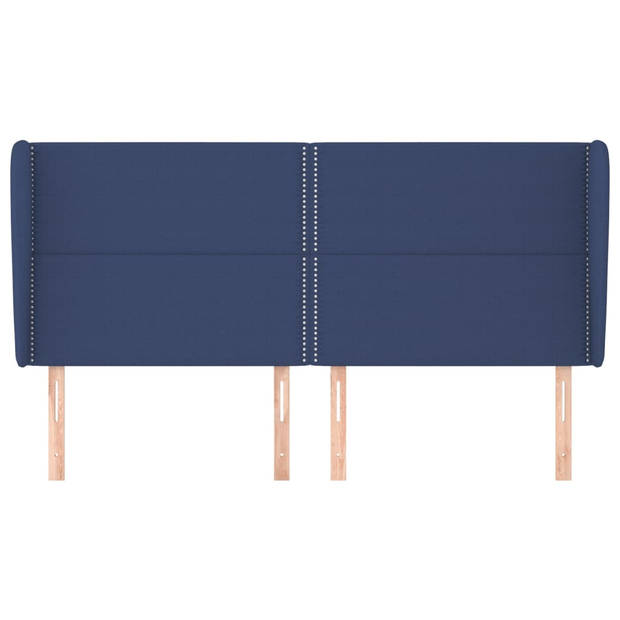 vidaXL Hoofdbord met randen 203x23x118/128 cm stof blauw